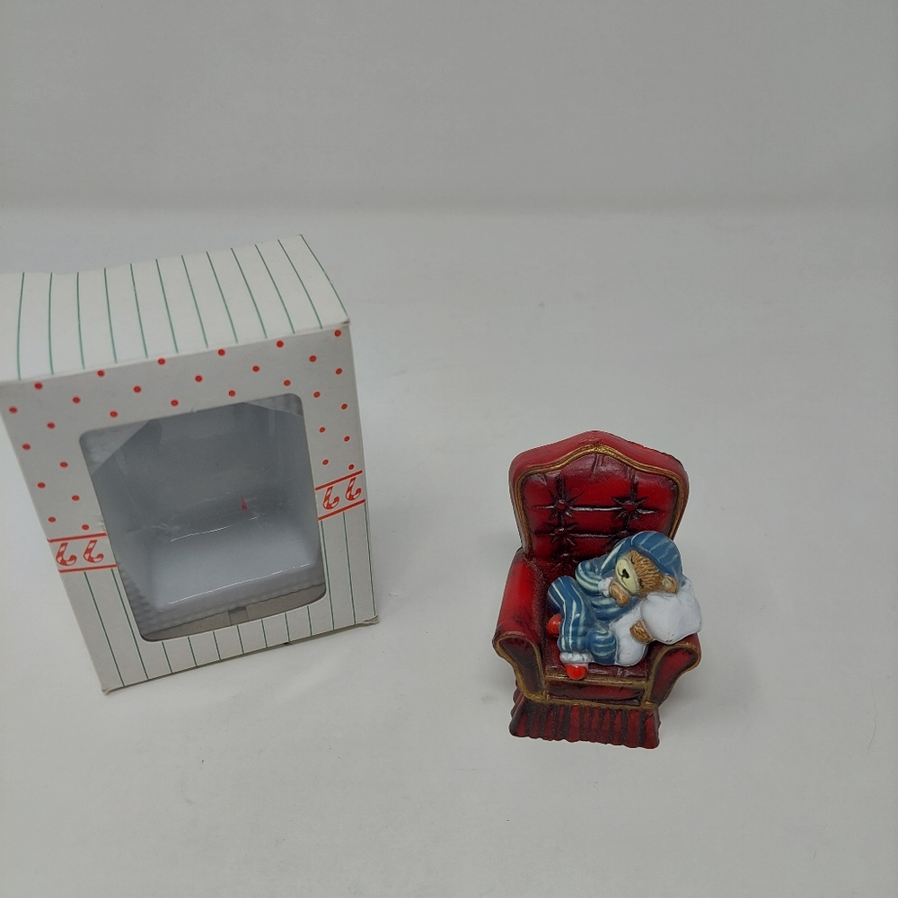 Wangs International Sleeping Bear On A Chair Figure Plastic Christmas Decoration